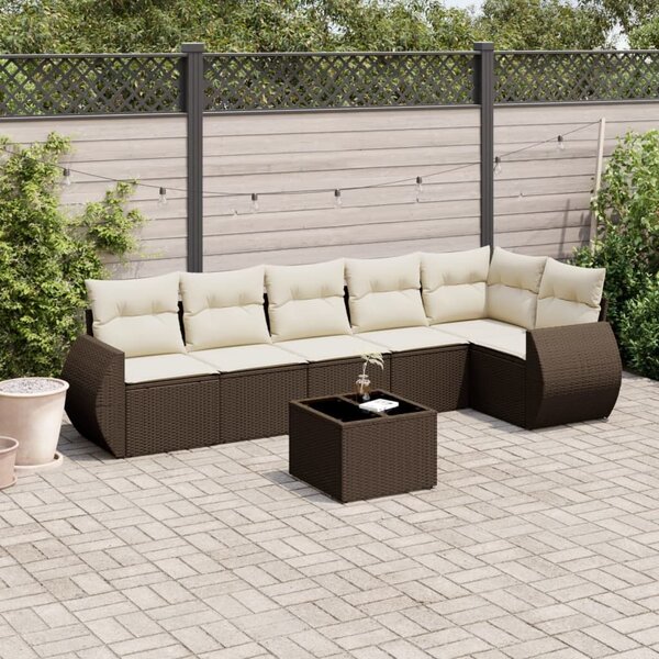 VidaXL 7 részes barna polyrattan kerti ülőgarnitúra párnákkal