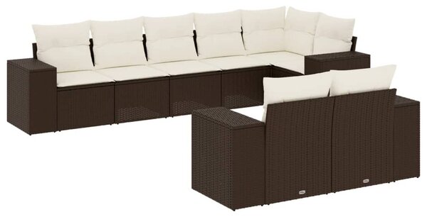 VidaXL 8 részes barna polyrattan kerti ülőgarnitúra párnákkal