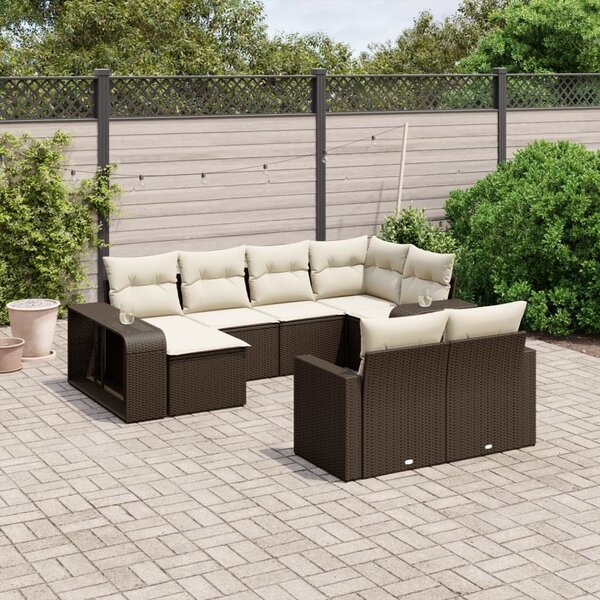 VidaXL 10 részes barna polyrattan kerti ülőgarnitúra párnákkal