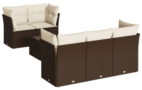 VidaXL 6 részes barna polyrattan kerti ülőgarnitúra párnával