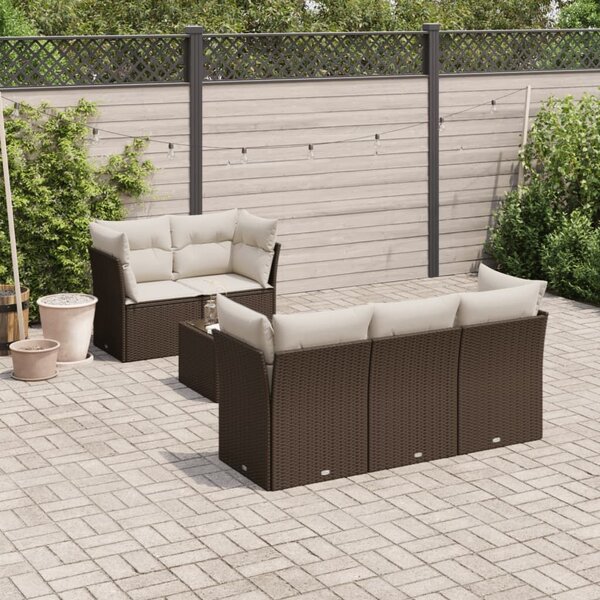 VidaXL 6 részes barna polyrattan kerti ülőgarnitúra párnával