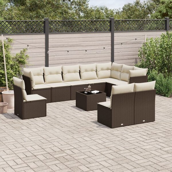 VidaXL 11 részes barna polyrattan kerti ülőgarnitúra párnákkal