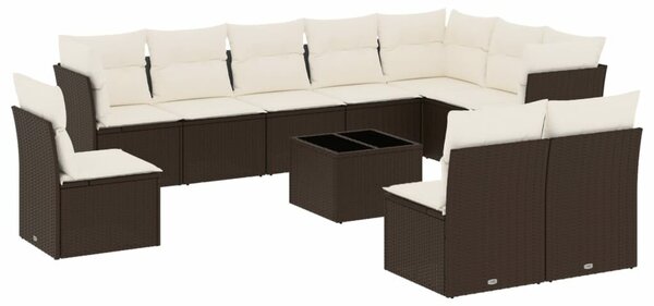 VidaXL 11 részes barna polyrattan kerti ülőgarnitúra párnákkal