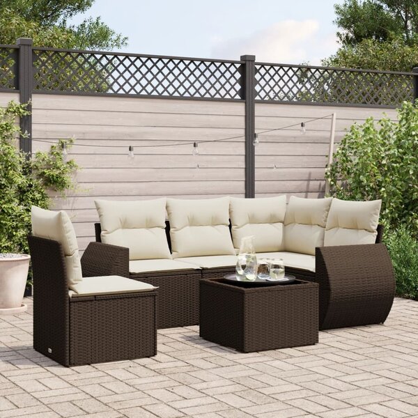 VidaXL 6 részes barna polyrattan kerti ülőgarnitúra párnával