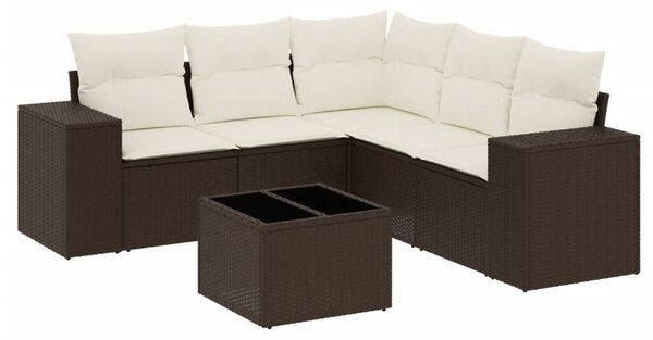 VidaXL 6 részes barna polyrattan kerti ülőgarnitúra párnával