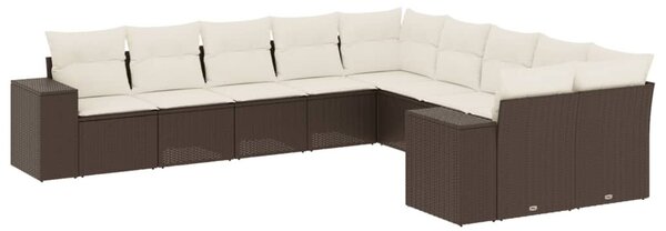 VidaXL 10 részes barna polyrattan kerti ülőgarnitúra párnákkal