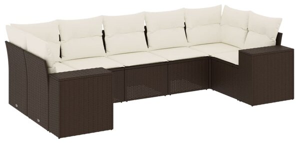 VidaXL 7 részes barna polyrattan kerti ülőgarnitúra párnákkal