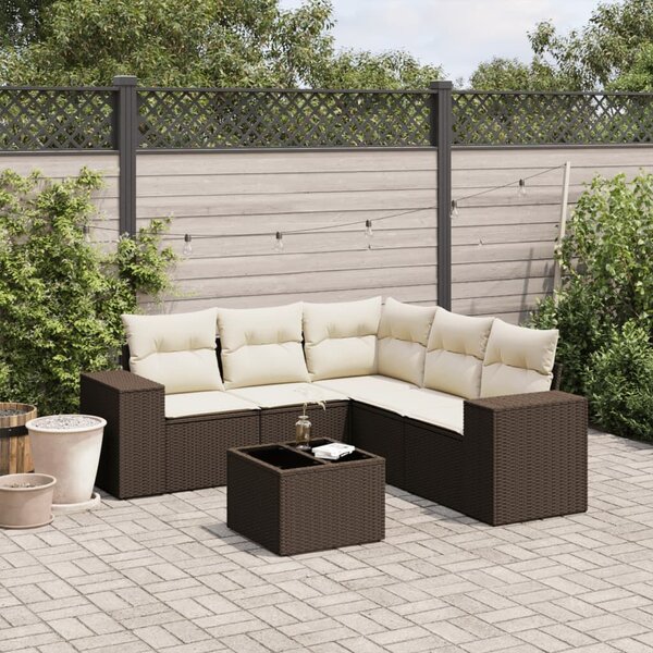 VidaXL 6 részes barna polyrattan kerti ülőgarnitúra párnával