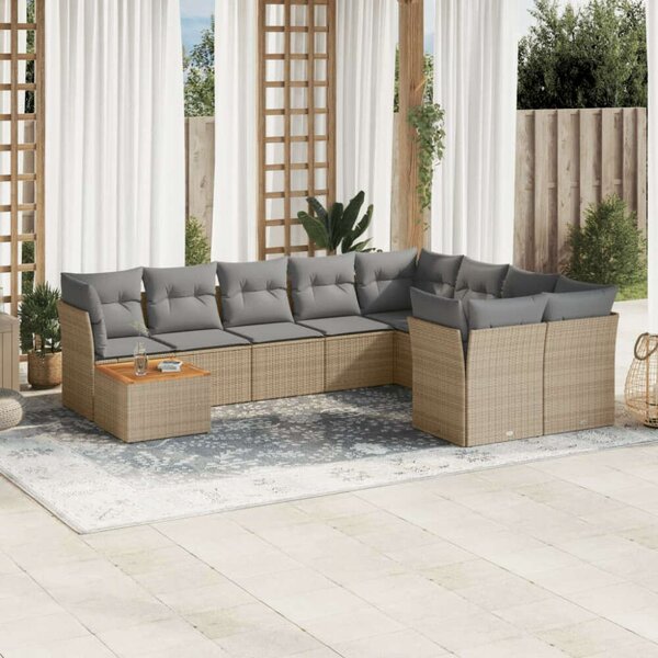 VidaXL Polyrattan Kerti Ülőgarnitúra - 10 részes - Bézs