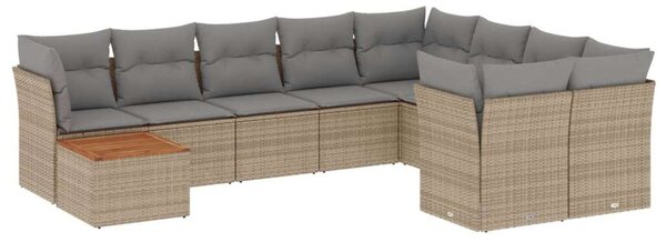 VidaXL Polyrattan Kerti Ülőgarnitúra - 10 részes - Bézs