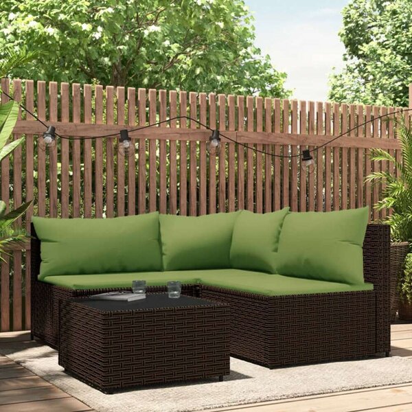 VidaXL 4 részes barna polyrattan kerti ülőgarnitúra párnákkal