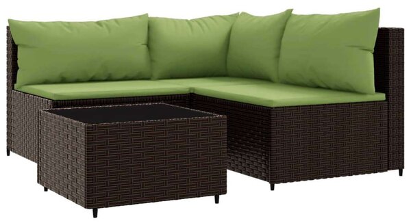 VidaXL 4 részes barna polyrattan kerti ülőgarnitúra párnákkal