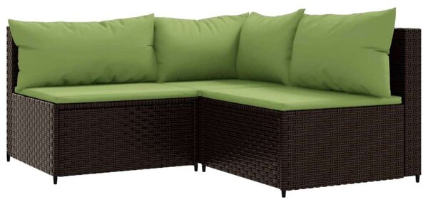 VidaXL 4 részes barna polyrattan kerti ülőgarnitúra párnákkal