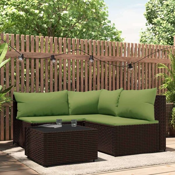VidaXL 4 részes barna polyrattan kerti ülőgarnitúra párnákkal