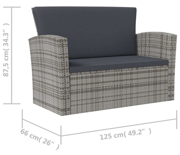 VidaXL Polyrattan Kerti Ülőgarnitúra - 16 részes - Szürke