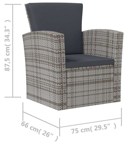 VidaXL Polyrattan Kerti Ülőgarnitúra - 16 részes - Szürke