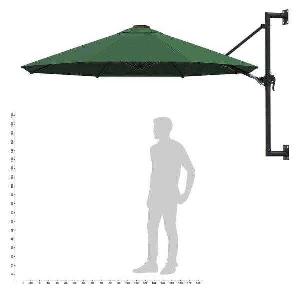 VidaXL Falra Szerelhető Napernyő - Zöld - 300 cm