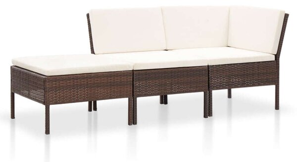 VidaXL Polyrattan Kerti Ülőgarnitúra - 3 részes - Barna