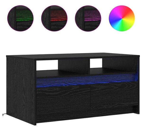 VidaXL Dohányzóasztal fiókkal Fekete tölgy 90 x 50 x 45 cm Faanyag