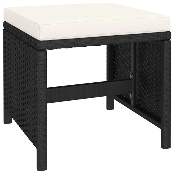 VidaXL 6-részes fekete polyrattan kültéri étkezőszett párnákkal