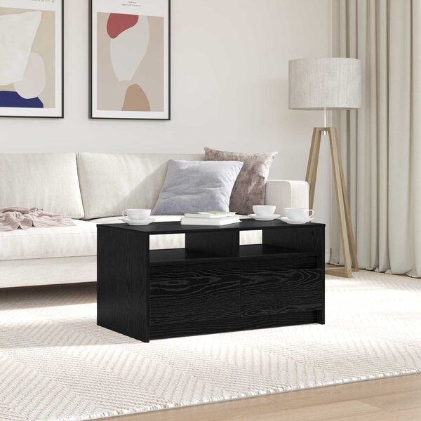 VidaXL Dohányzóasztal fiókkal Fekete tölgy 90 x 50 x 45 cm Faanyag