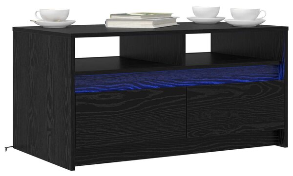 VidaXL Dohányzóasztal fiókkal Fekete tölgy 90 x 50 x 45 cm Faanyag