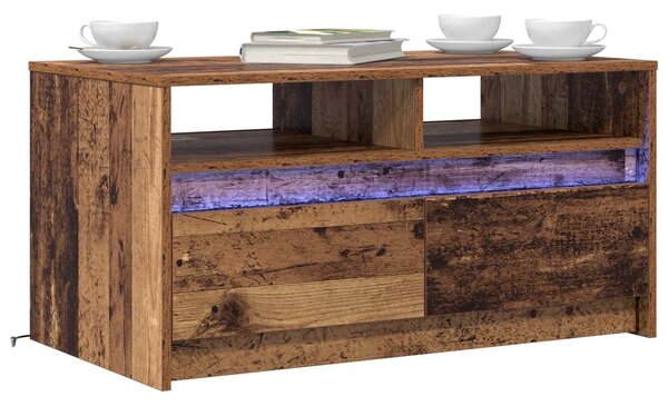 VidaXL Dohányzóasztal fiókkal Öreg fa 90 x 50 x 45 cm Faanyag