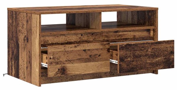 VidaXL Dohányzóasztal fiókkal Öreg fa 90 x 50 x 45 cm Faanyag