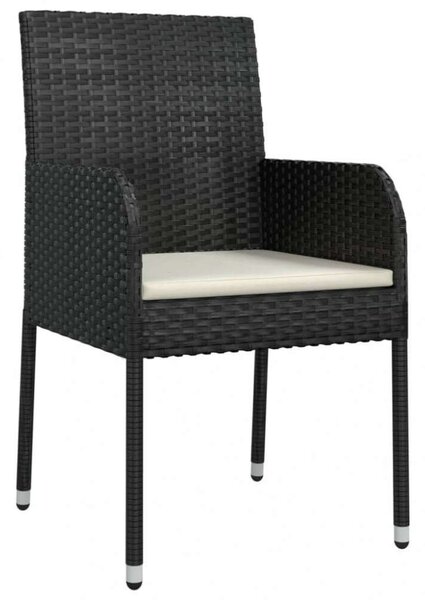 VidaXL 5 részes fekete polyrattan kerti étkezőgarnitúra párnákkal