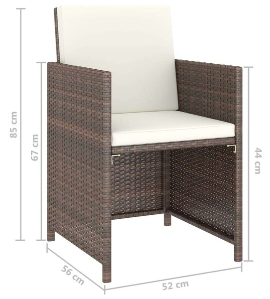 Polyrattan Étkezőgarnitúra - 6 részes - Barna