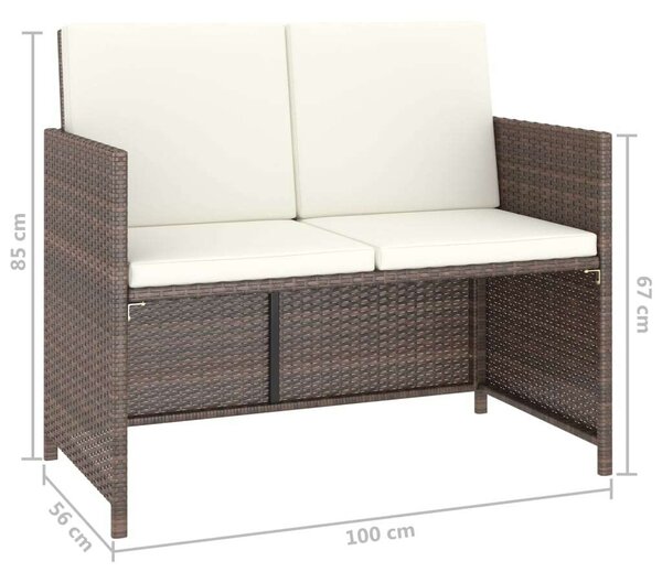Polyrattan Étkezőgarnitúra - 6 részes - Barna