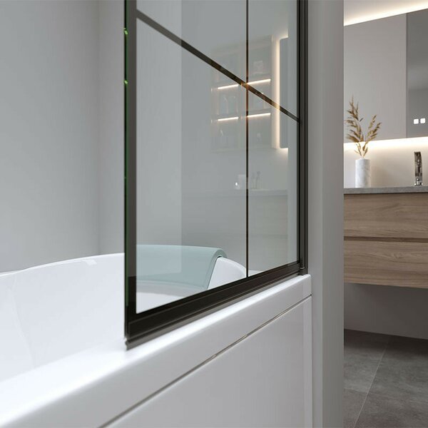 Kádparaván 80 x 140 cm Welland Kyoto L5001 - fekete profil dekorbetéttel