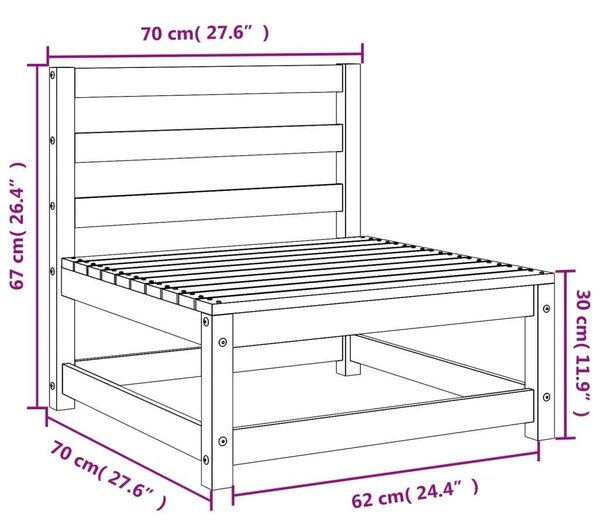 VidaXL 2 db tömör douglas fenyő kerti karfa nélküli kanapé 70x70x67 cm