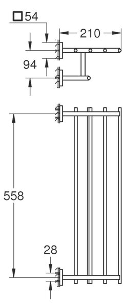 Start Cube törölközőtartó 410992430, 60 cm, fém, fekete