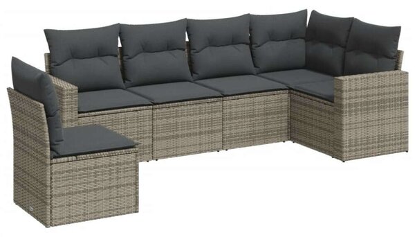 Polyrattan Kerti Ülőgarnitúra - 6 részes - Szürke