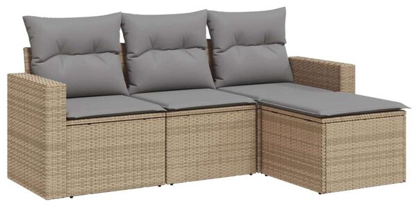 Polyrattan Kerti Ülőgarnitúra - 4 részes - Bézs