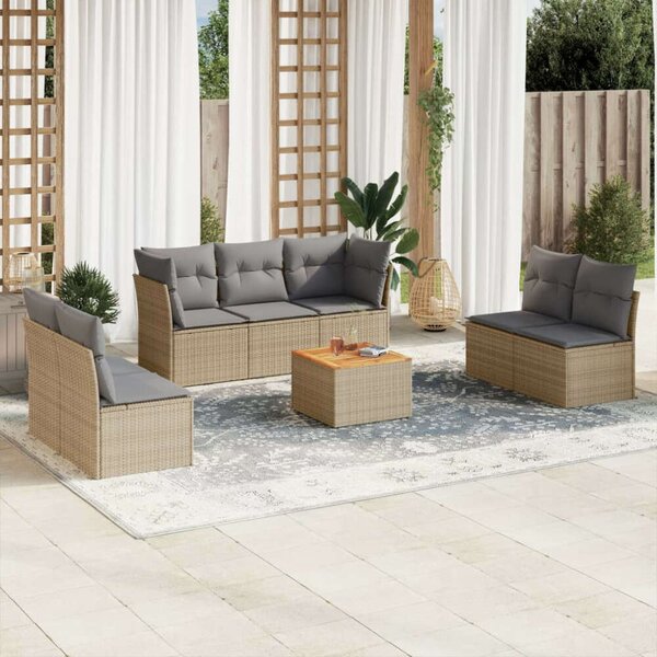 VidaXL Polyrattan Kerti Ülőgarnitúra - 8 részes - Bézs