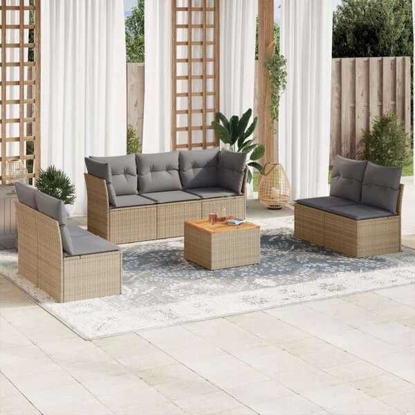 VidaXL Polyrattan Kerti Ülőgarnitúra - 8 részes - Bézs