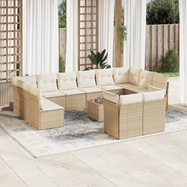 VidaXL Polyrattan Kerti Ülőgarnitúra - 13 részes - Bézs