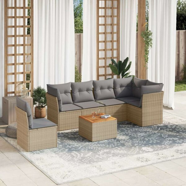VidaXL Polyrattan Kerti Ülőgarnitúra - 7 részes - Bézs