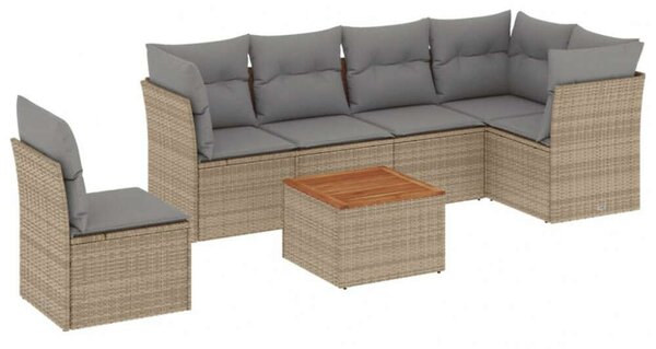 VidaXL Polyrattan Kerti Ülőgarnitúra - 7 részes - Bézs