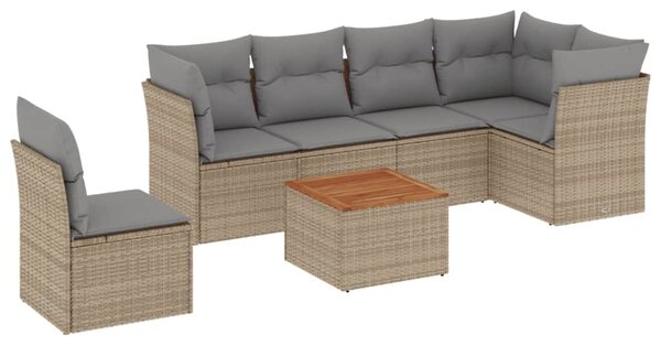 VidaXL Polyrattan Kerti Ülőgarnitúra - 7 részes - Bézs
