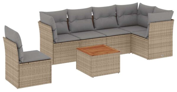 VidaXL Polyrattan Kerti Ülőgarnitúra - 7 részes - Bézs