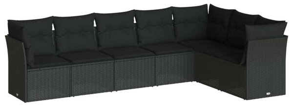 VidaXL Polyrattan Kerti Ülőgarnitúra - 7 Személyes - Fekete