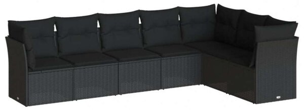 VidaXL Polyrattan Kerti Ülőgarnitúra - 7 Személyes - Fekete