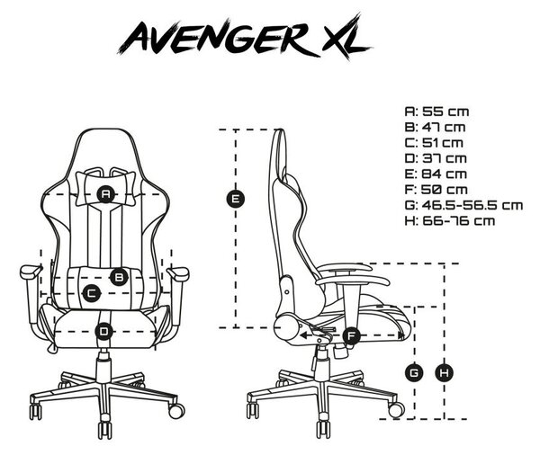 Fury Avenger XL gamer szék, fekete-fehér