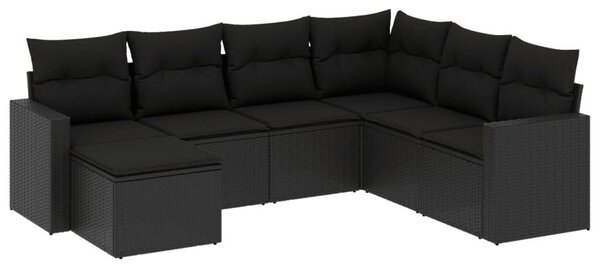 VidaXL Polyrattan Kerti Ülőgarnitúra - 7 részes - Fekete