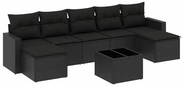 VidaXL Polyrattan Kerti Ülőgarnitúra - 8 részes - Fekete