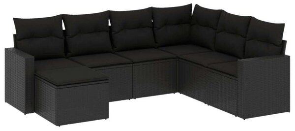 VidaXL Polyrattan Kerti Ülőgarnitúra - 7 részes - Fekete