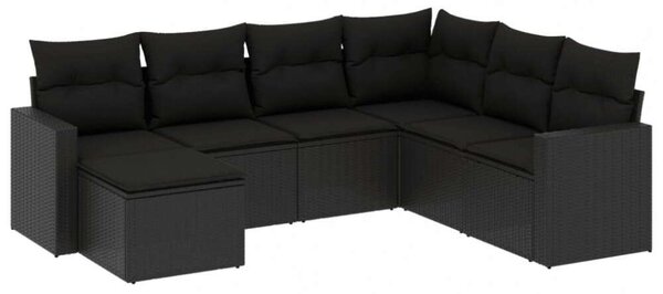 VidaXL Polyrattan Kerti Ülőgarnitúra - 7 részes - Fekete